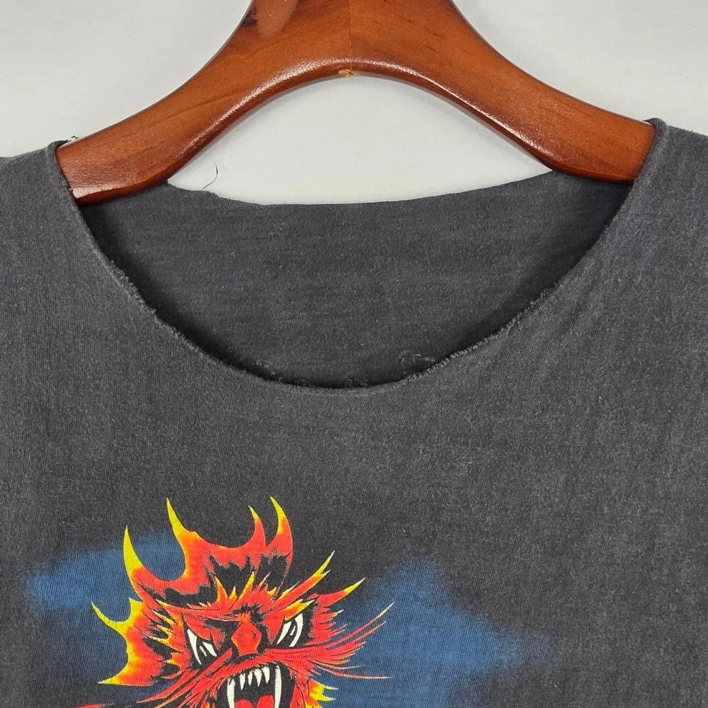 Vintage 1987 Great White Bite Back Tour Shirt Mens Black Cut Off Muscle Tee 80s - Picture 2 of 7